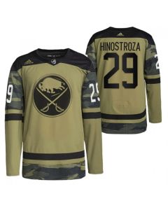 Men's Buffalo Sabres #29 Vinnie Hinostroza 2022 Camo Military Appreciation Night Stitched Jersey