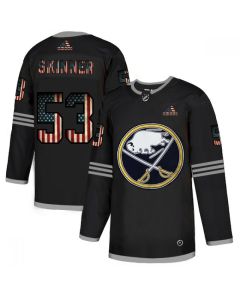 Men's Buffalo Sabres #53 Jeff Skinner Grey 2020 USA Flag Stitched NHL Jersey
