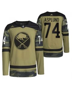 Men's Buffalo Sabres #74 Rasmus Asplund 2022 Camo Military Appreciation Night Stitched Jersey