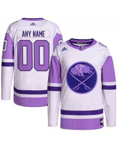 Men's Buffalo Sabres Custom Purple/White Cancer Blue Stitched Jersey