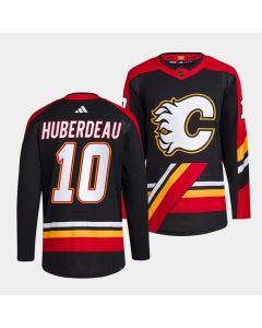 Men's Calgary Flames #10 Jonathan Huberdeau Black 2022-23 Reverse Retro Stitched Jersey