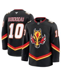 Men's Calgary Flames #10 Jonathan Huberdeau Black 2024-25 Alternate Stitched Hockey Jersey