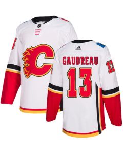 Men's Calgary Flames #13 Johnny Gaudreau White Away Stitched NHL Jersey