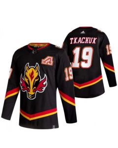Men's Calgary Flames #19 Matthew Tkachuk 2020-21 Black Reverse Retro Stitched Jersey