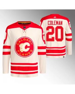 Men's Calgary Flames #20 Blake Coleman 2023 Cream Heritage Classic Primegreen Stitched Jersey