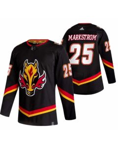 Men's Calgary Flames #25 Jacob Markstrom 2020-21 Black Reverse Retro Stitched Jersey