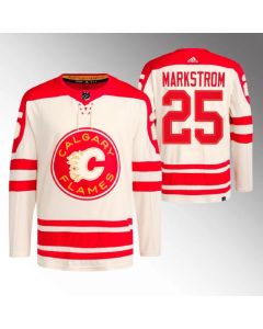 Men's Calgary Flames #25 Jacob Markstrom 2023 Cream Heritage Classic Primegreen Stitched Jersey