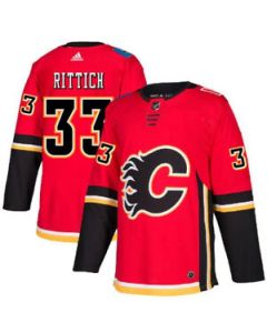 Men's Calgary Flames #33 David Rittich Red Stitched NHL Jersey