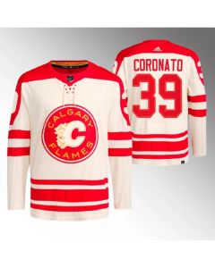 Men's Calgary Flames #39 Matt Coronato 2023 Cream Heritage Classic Primegreen Stitched Jersey