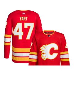 Men's Calgary Flames #47 Connor Zary Red Stitched Jersey