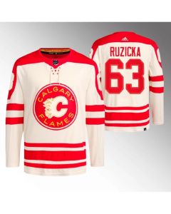 Men's Calgary Flames #63 Adam Ruzicka 2023 Cream Heritage Classic Primegreen Stitched Jersey