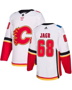 Men's Calgary Flames #68 Jaromir Jagr White Away Stitched NHL Jersey