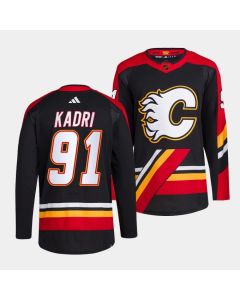 Men's Calgary Flames #91 Nazem Kadri Black 2022-23 Reverse Retro Stitched Jersey