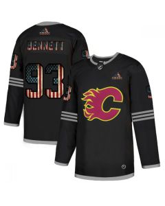 Men's Calgary Flames #93 Sam Bennett 2020 Grey USA Flag Stitched NHL Jersey