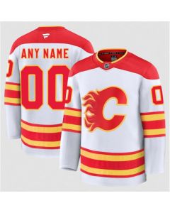 Men's Calgary Flames Active Player Custom White 2024-25 Away Stitched Hockey Jersey