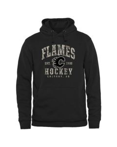 Men's Calgary Flames Black Camo Stack Pullover Hoodie