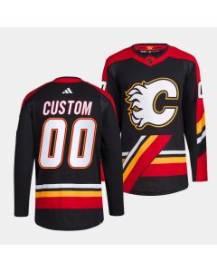 Men's Calgary Flames Custom Black 2022-23 Reverse Retro Stitched Jersey