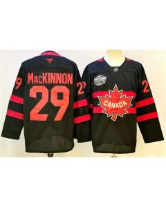 Men's Canada #29 Nathan MacKinnon Black 2025 4 Nations Face-Off Premium Stitched Jersey