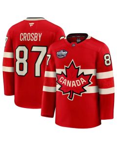 Men's Canada #87 Sidney Crosby Red 2025 4 Nations Face-Off Premium Stitched Jersey (Red)