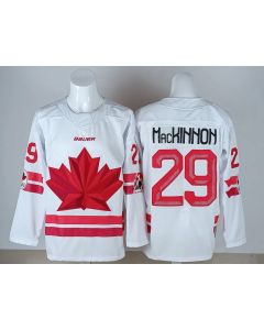 Men's Canada Hockey #29 Nathan MacKinnon White 2026 Away Replica Jersey