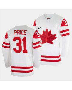 Men's Canada Hockey #31 Carey Price 2022 Beijing Winter Olympic White Stitched Jersey