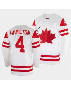 Men's Canada Hockey #4 Dougie Hamilton 2022 Beijing Winter Olympic White Stitched Jersey