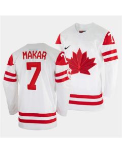 Men's Canada Hockey #7 Cale Makar 2022 Beijing Winter Olympic White Stitched Jersey