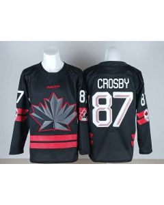 Men's Canada Hockey #87 Sidney Crosby Black 2026 Away Replica Jersey