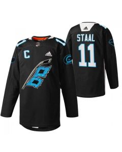 Men's Carolina Hurricanes #11 Jordan Staal 2022 Black Warm-up Stitched Jersey