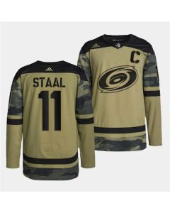Men's Carolina Hurricanes #11 Jordan Staal 2022 Camo Military Appreciation Night Stitched Jersey