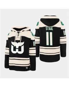 Men's Carolina Hurricanes #11 Jordan Staal Black Ageless Must-Have Lace-Up Pullover Hoodie (Black)
