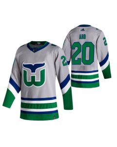 Men's Carolina Hurricanes #20 Sebastian Aho 2020-21 Grey Reverse Retro Stitched Jersey