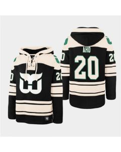 Men's Carolina Hurricanes #20 Sebastian Aho Black Ageless Must-Have Lace-Up Pullover Hoodie (Black)