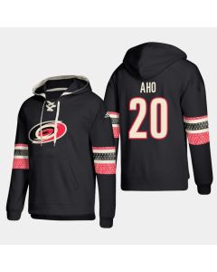 Men's Carolina Hurricanes #20 Sebastian Aho Black Ageless Must-Have Lace-Up Pullover Hoodie