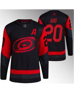 Men's Carolina Hurricanes #20 Sebastian Aho Black Red Stadium Series Stitched Jersey