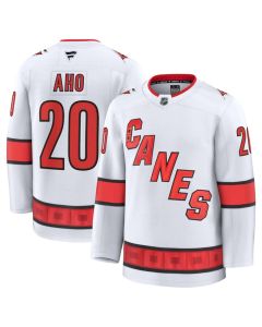 Men's Carolina Hurricanes #20 Sebastian Aho White 2024-25 Away Stitched Hockey Jersey