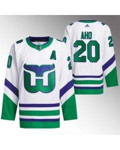 Men's Carolina Hurricanes #20 Sebastian Aho White Stitched Jersey