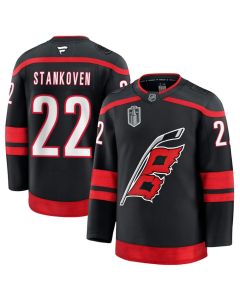 Men's Carolina Hurricanes #22 Logan Stankoven Black 2026 Stanley Cup Final Home Premium Jersey