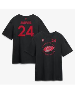 Men's Carolina Hurricanes #24 Seth Jarvis Black 2026 Stanley Cup Champions Pro Name & Number T-Shirt