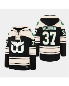 Men's Carolina Hurricanes #37 Andrei Svechnikov Black Ageless Must-Have Lace-Up Pullover Hoodie