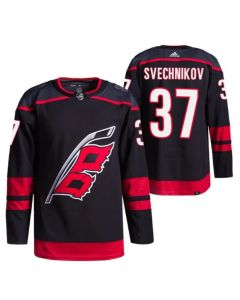 Men's Carolina Hurricanes #37 Andrei Svechnikov Black Alternate Pro Stitched Jersey