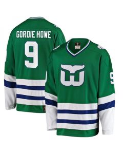 Men's Carolina Hurricanes Hartford Whalers #9 Gordie Howe Green Stitched Jersey