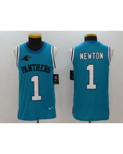 Men's Carolina Panthers #1 Cam Newton Blue Alternate Stitched NFL Limited Rush Tank Top Jersey