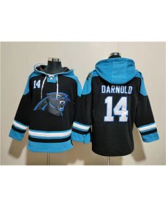 Men's Carolina Panthers #14 Sam Darnold Black Ageless Must-Have Lace-Up Pullover Hoodie
