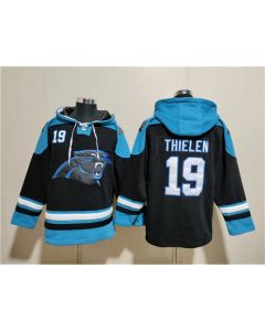 Men's Carolina Panthers #19 Adam Thielen Black Ageless Must-Have Lace-Up Pullover Hoodie