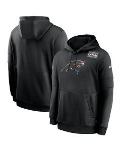 Men's Carolina Panthers 2020 Black Crucial Catch Sideline Performance Pullover Hoodie