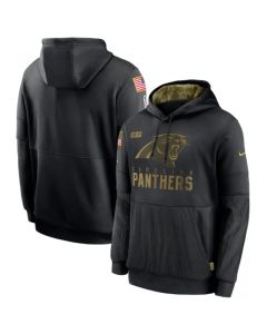 Men's Carolina Panthers 2020 Black Salute to Service Sideline Performance Pullover Hoodie