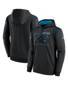 Men's Carolina Panthers 2021 Black Sideline Logo Performance Pullover Hoodie