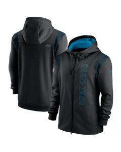 Men's Carolina Panthers 2021 Black Sideline Team Performance Full-Zip Hoodie