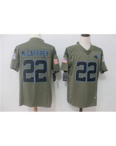 Men's Carolina Panthers #22 Christian McCaffrey Olive Salute To Service Limited Stitched NFL Jersey